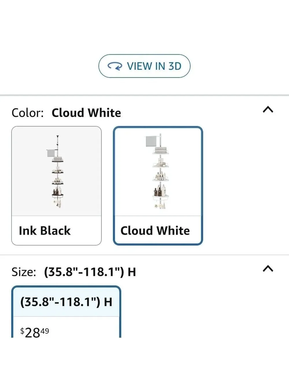 Adjustable White Bath Storage Tower